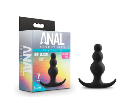 Anal Adventures Silicone Beaded Plug Blk