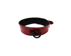 Leather Collar Cuffs Burgunday & Black