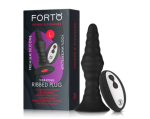 Forto Vibrating Ribbed Plug Large Black