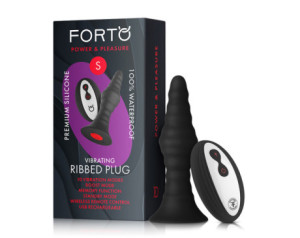 Forto Vibrating Ribbed Plug Small Black