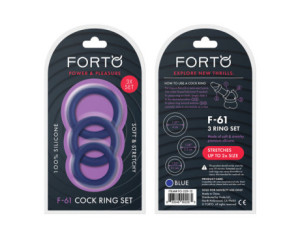 Forto F-61 3pc Silicone Cockring Set Blu