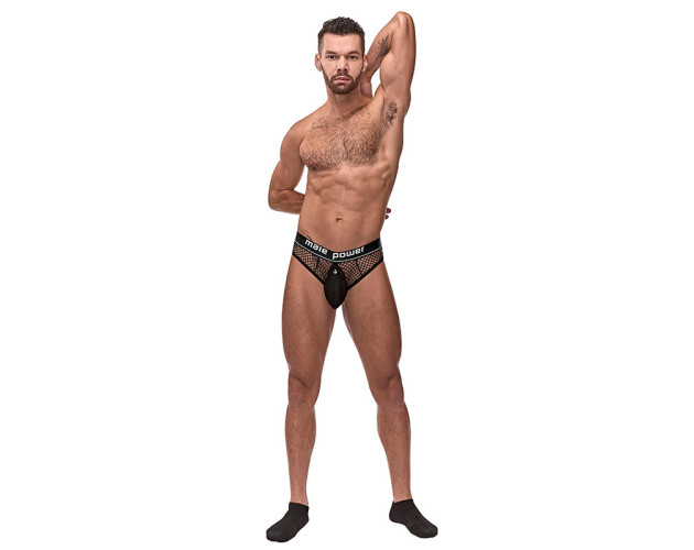 MP Cock Pit Net Cock Ring Thong Blk LX