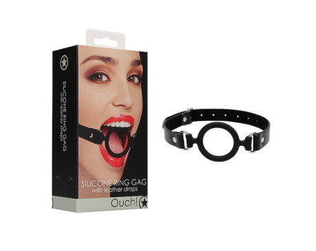 Ouch Adjustable Silicone Ring Gag Black