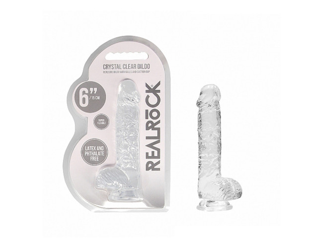 RealRock CC 6in Dildo WBalls&Suction Clr