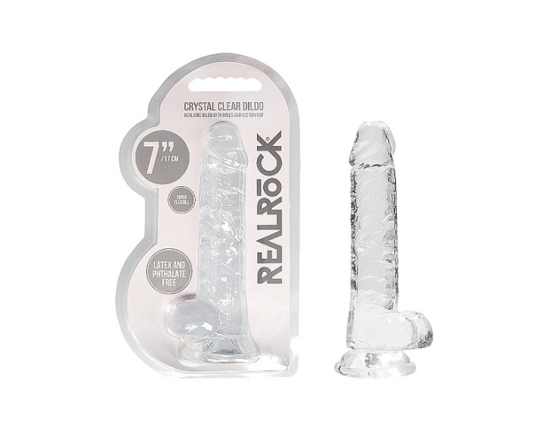 RealRock CC 7in Dildo WBalls&Suction Clr