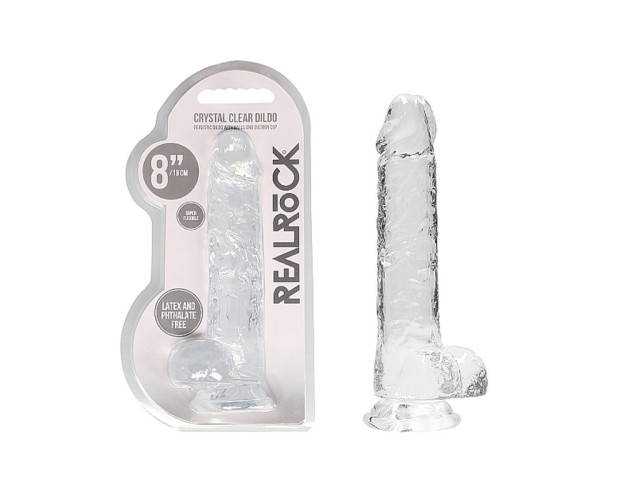 RealRock CC 8in Dildo WBalls&Suction Clr