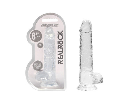 RealRock CC 8in Dildo WBalls&Suction Clr