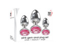 A&E 3Pc Metal Anal Plug Pink Gem Set