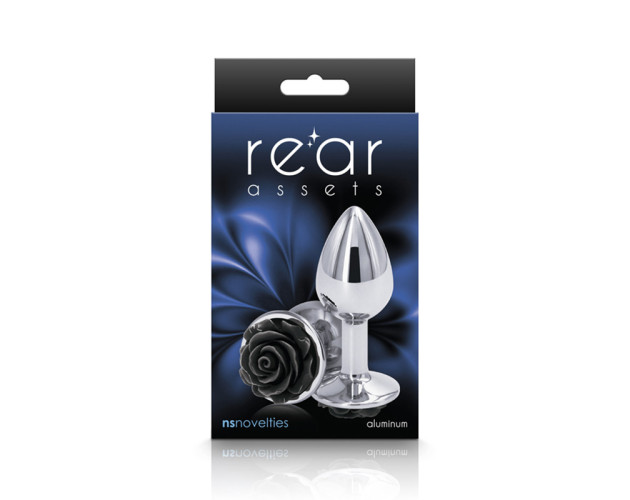 Rear Assets Rose Anal Plug Small Black