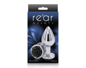 Rear Assets Rose Anal Plug Medium Black