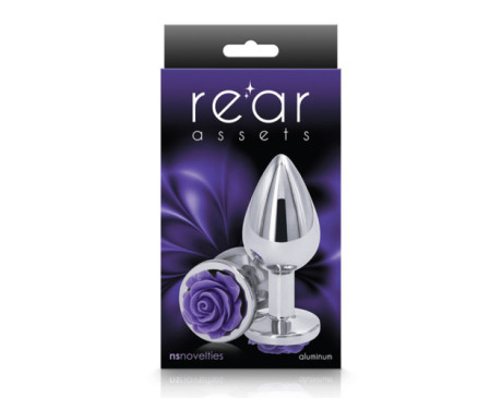 Rear Assets Rose Anal Plug Medium Purple