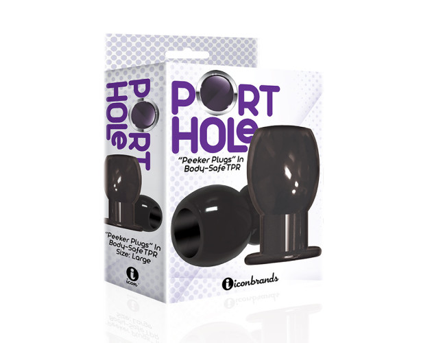 The 9's Port Hole Hollow Butt Plug Black