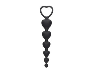 Ouch Silicone Anal Heart Beads Black