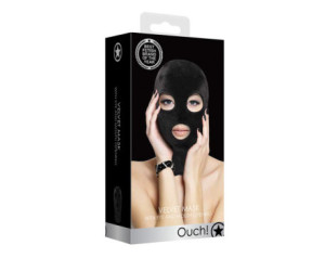 Ouch Velvet Mask W/Open Eye & Mouth Blk