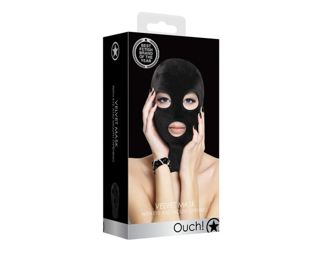 Ouch Velvet Mask W/Open Eye & Mouth Blk