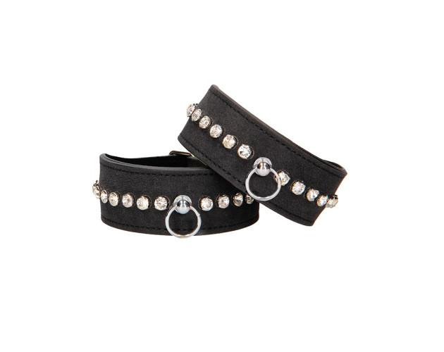 Ouch Diamond Studded  Wrist Cuffs Black