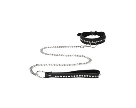 Ouch Diamond Studded  Collar W/Leash Blk