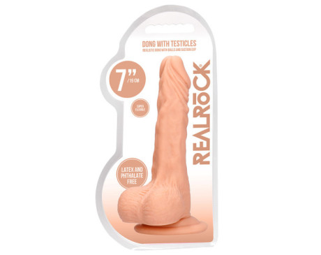 RealRock 7in Dildo W/Balls&Suction Beige