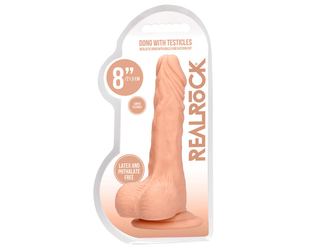 RealRock 8in Dildo W/Balls&Suction Beige