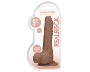 RealRock 9in Dildo W/Balls & Suction Tan