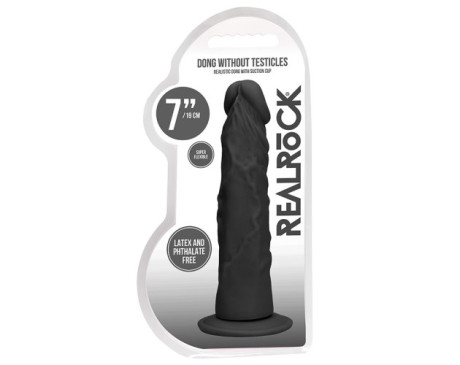 RealRock 7in Dildo W/ Suction Cup Black