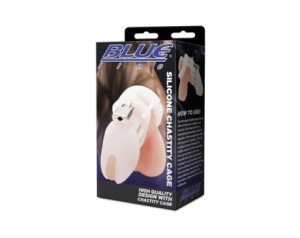 Blue Line Silicone Chastity Cage White