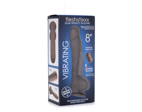 FLESHSTIXXX 8in Vibr Dildo w/Balls Brown