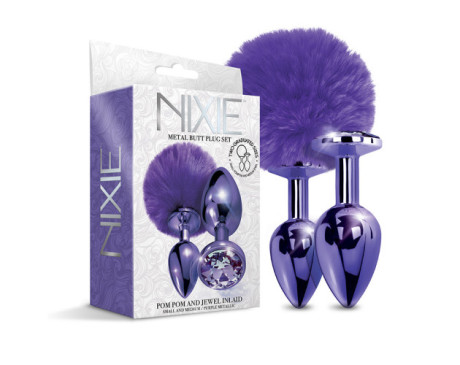 NIXIE Metal Butt Plug Set Pom&Jewel Pu