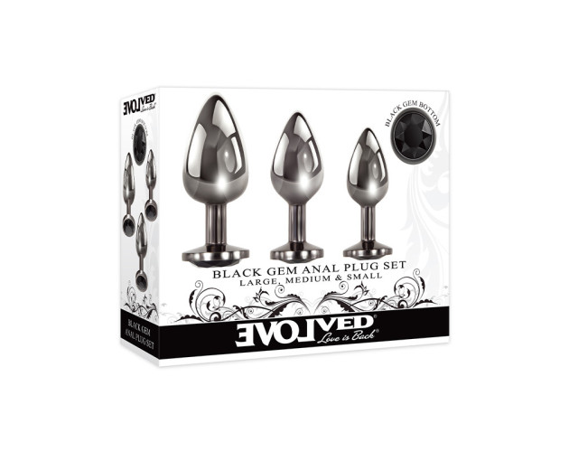 Evolved Black Gem Anal Plug 3-Piece Set