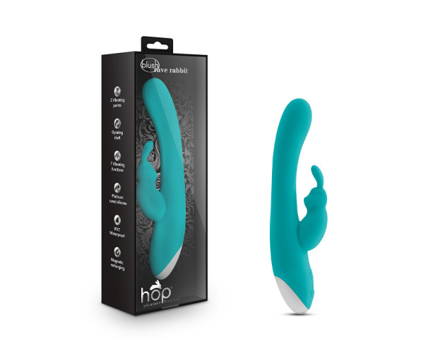 Hop Rave Rabbit Gyrating Vibrator Aqua