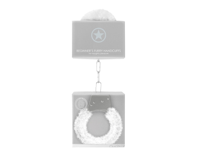 Ouch Beginner's Furry Handcuffs White