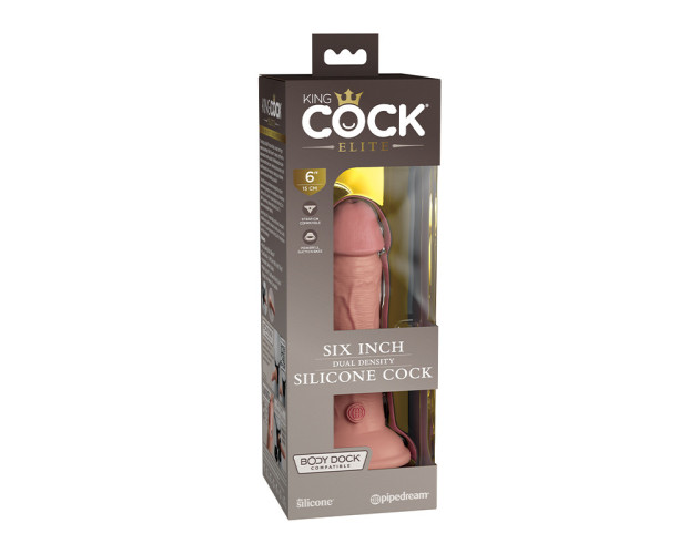 King Cock Elite 6in DualDens Sili Beige