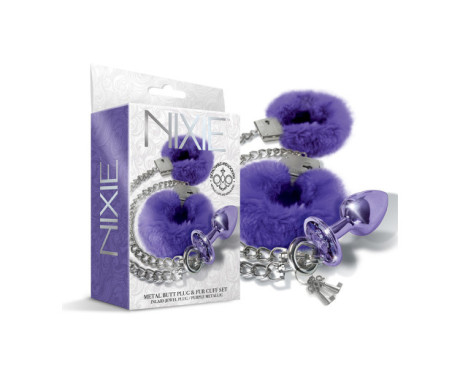 Nixie Metal Butt Plug&Furry Cuff M Pu Me