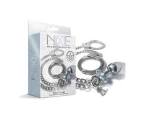 Nixie Metal Butt Plug&Handcuffs Set Silv