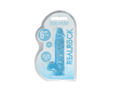 RealRock CC 6in Dildo WBalls&Suction Blu