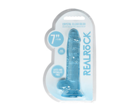 RealRock CC 7in Dildo WBalls&Suction Blu