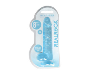 RealRock CC 8in Dildo WBalls&Suction Blu