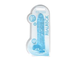 RealRock CC 9in Dildo WBalls&Suction Blu