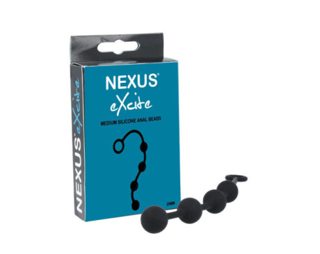 Nexus EXCITE Anal Beads Silicone Med Bk