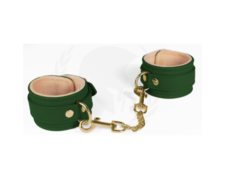 Green PU Wrist Cuffs With Plush Lining