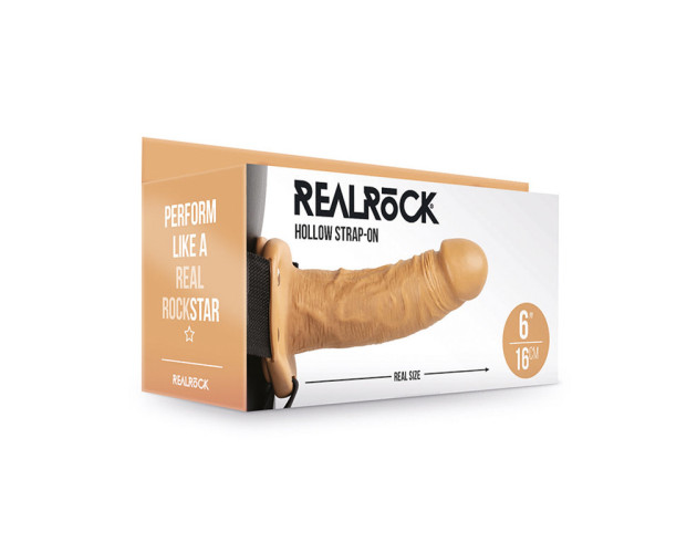 RealRock 6in Hollow Strap-On Tan