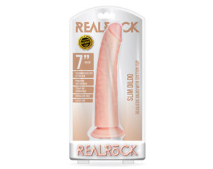 RealRock 7in Slim Dildo W/Suction Beige