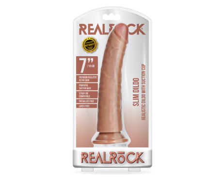 RealRock 7in Slim Dildo W/Suction Tan