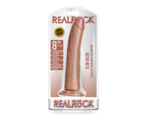 RealRock 8in Slim Dildo W/Suction Tan