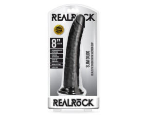 RealRock 8in Slim Dildo W/Suction Black