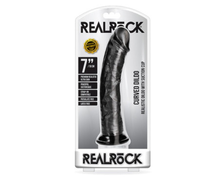 RealRock 7in Curved Dildo WSuction Black