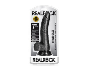 RealRock 7in Curved Dildo W/Balls Black