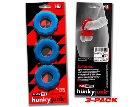 Hunkyjunk Super Huj 3pk Cockrings Teal