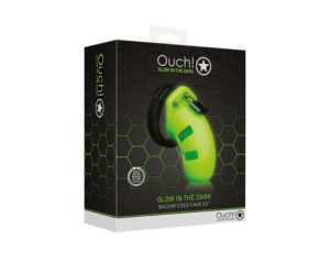 Ouch GITD 3.5in Silicone Cock Cage Grn