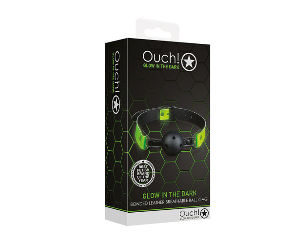 Ouch GITD Breathable Ball Gag NeonGreen